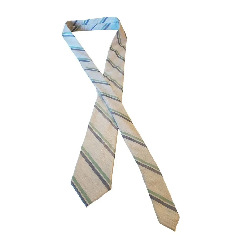 Goodfellow & Co Men's Striped Tie Ivory Lt Green Blue Polyester &‎ Rayon